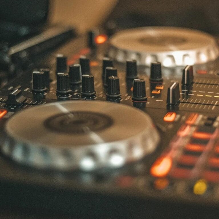 Professional DJ controller and mixer setup for live event performance